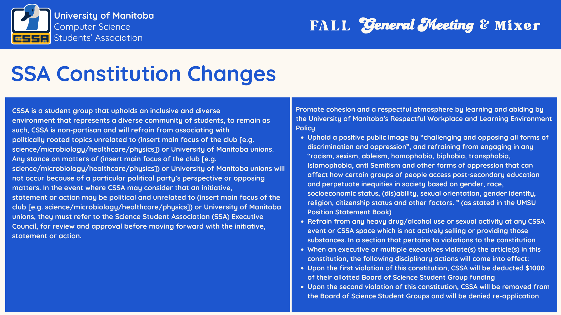 SSA Constitution Changes